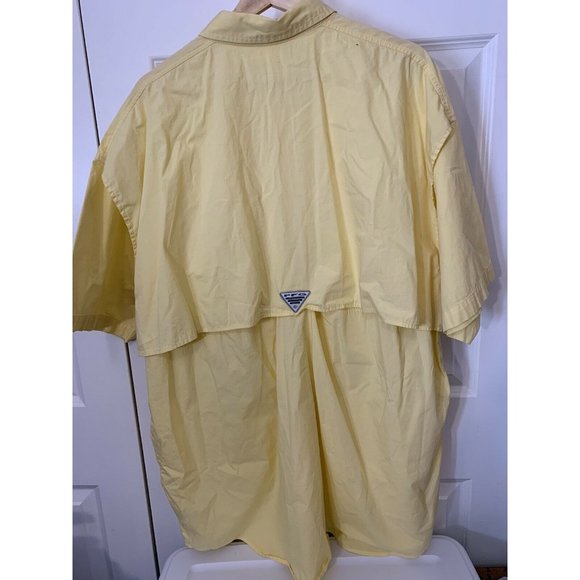 Columbia PFG Men Short Sleeve Sz XXL Yellow Button Shirt Vented - Picture 9 of 9